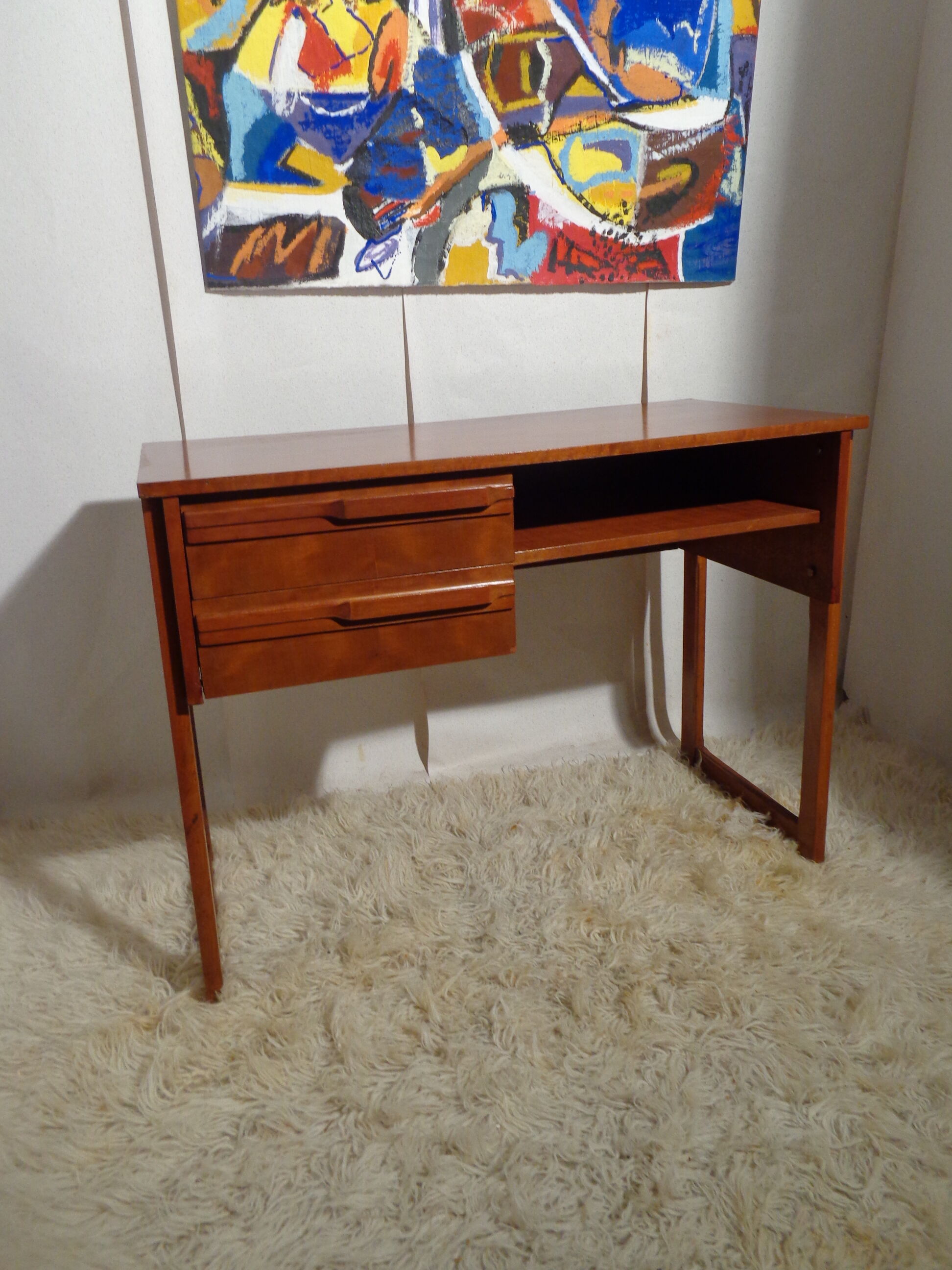 Bureau vintage des années 50 pied traineau teck