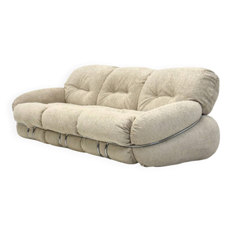 Cream bouclé Okay 3-seater sofa by Adriano Piazzesi