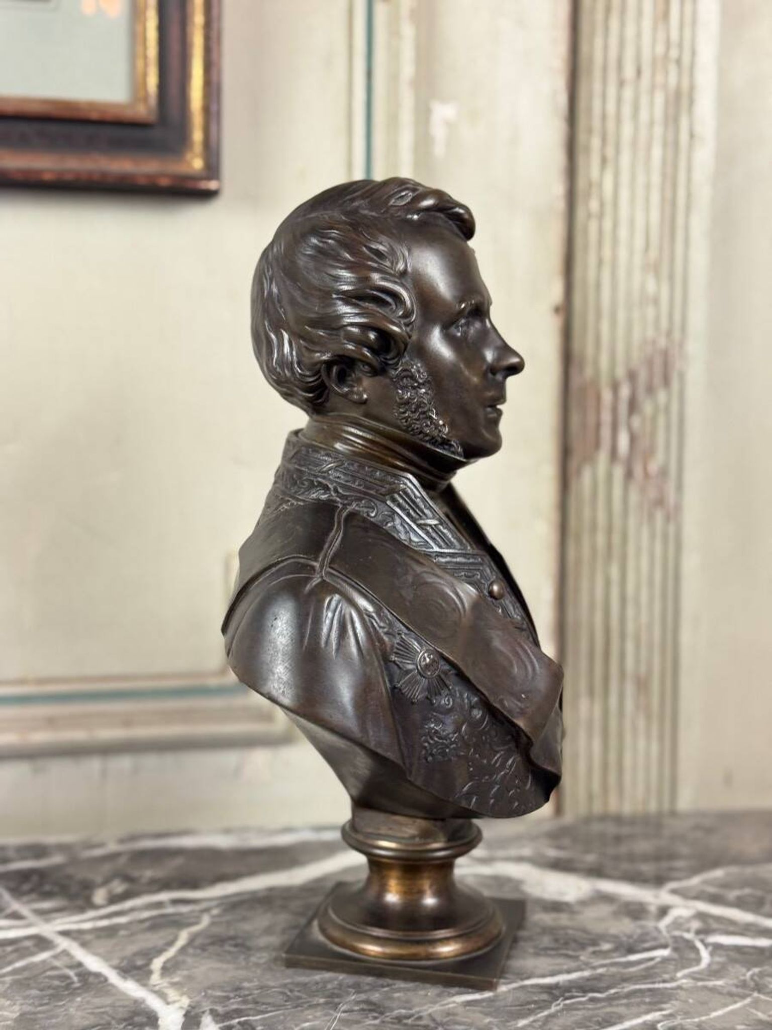 Bronze bust of Admiral Hucos, signed Dubray 1854