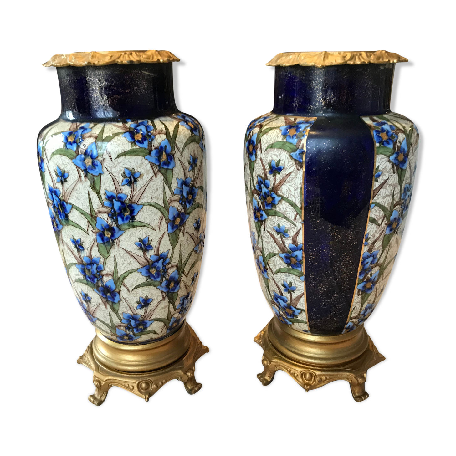 Pair of vases in 19th century fïence