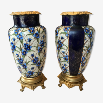 Paire de vases en fïence XIXe siècle