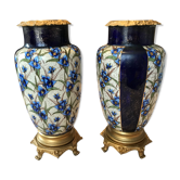 Pair of vases in 19th century fïence