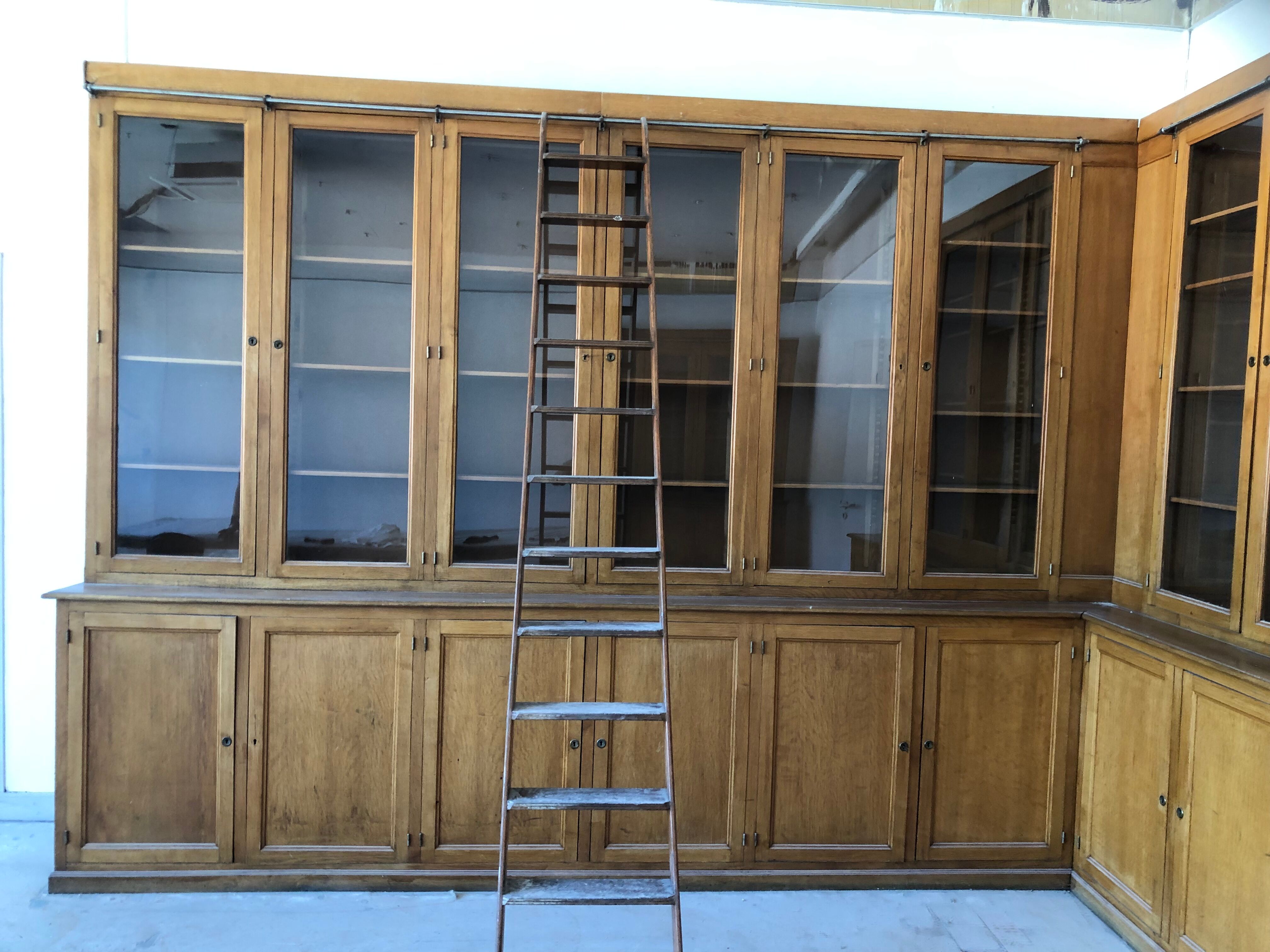 Large corner bookcase or pair of oak bookcases