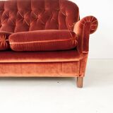 Rust Orange Velvet Couch