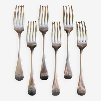 6 AM monogrammed silver metal forks