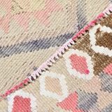 3x12 Pink & Beige Geometric Kilim Runner Rug, 94x378Cm