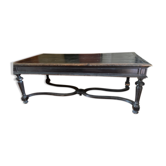 Bureau de ministre dessus cuir noir Napoleon lll