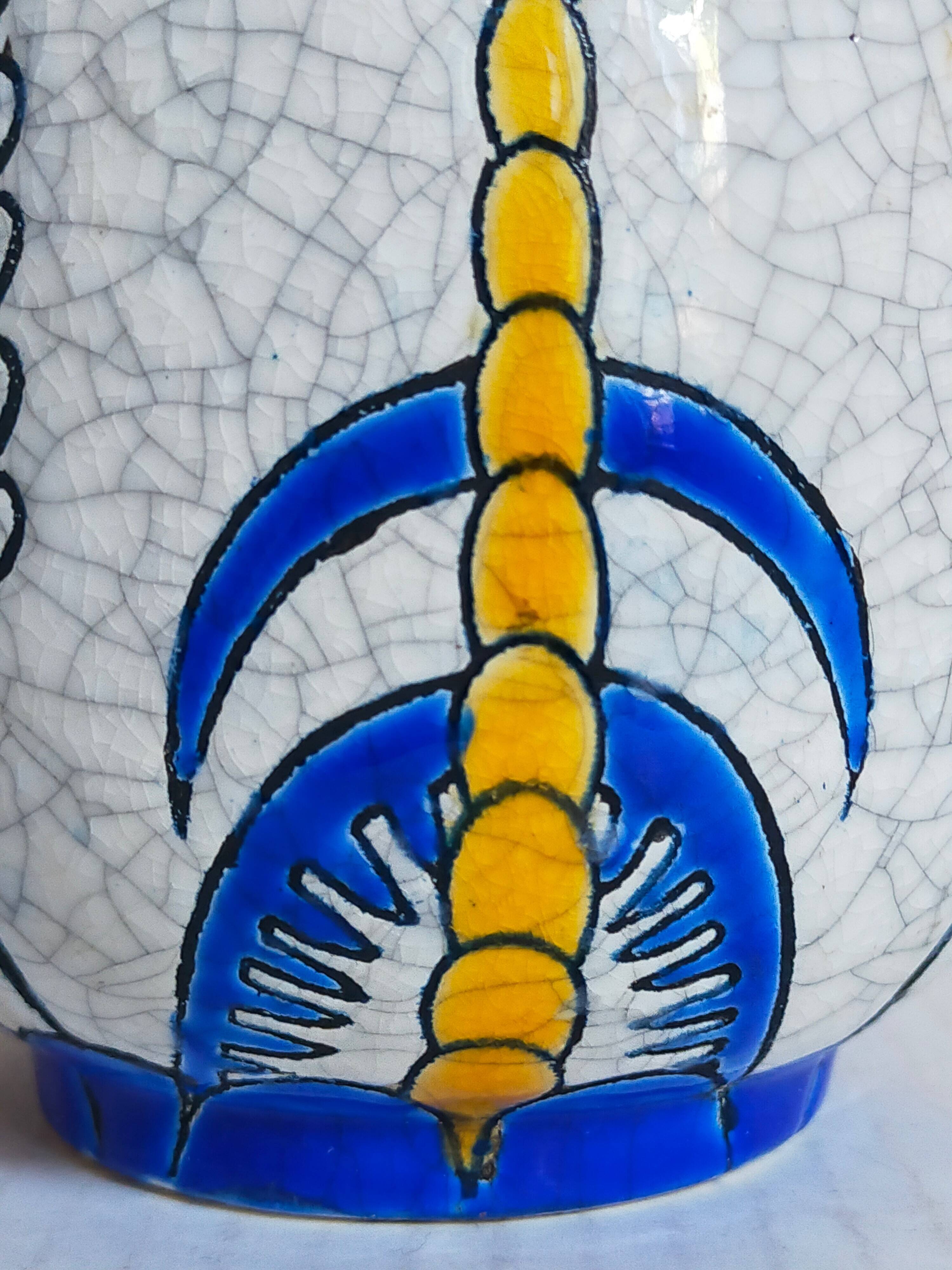 Soliflore bottle vase in fine earthenware boch frères la louvière-keramis early 20th century