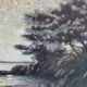 Old painting of sunrise over the sea