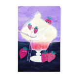 Ice cream cup with strawberries illustration