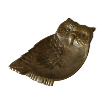 Vintage brass ashtray shape owl