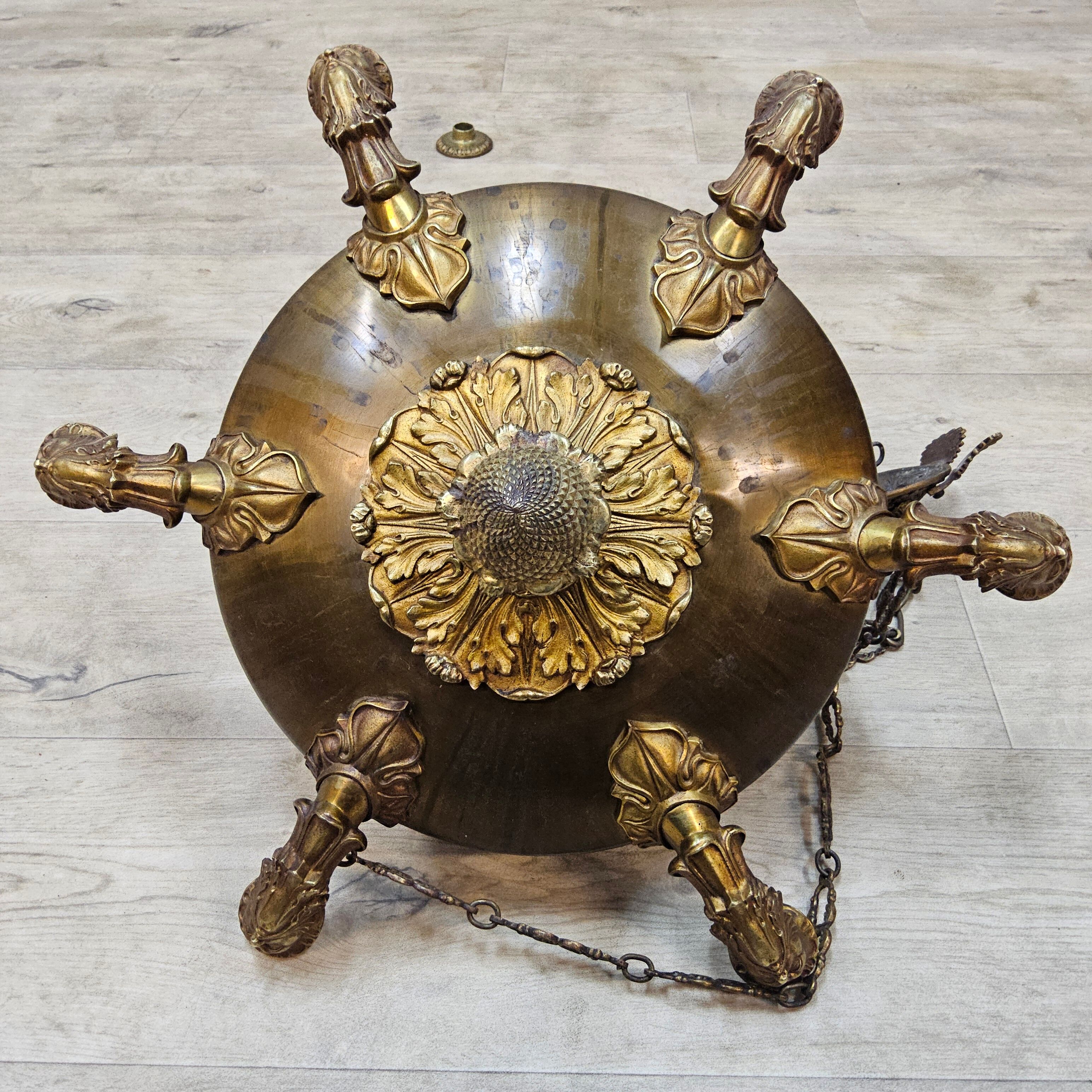 Antique Neo-Renaissance Greenman candle chandelier (Empire)