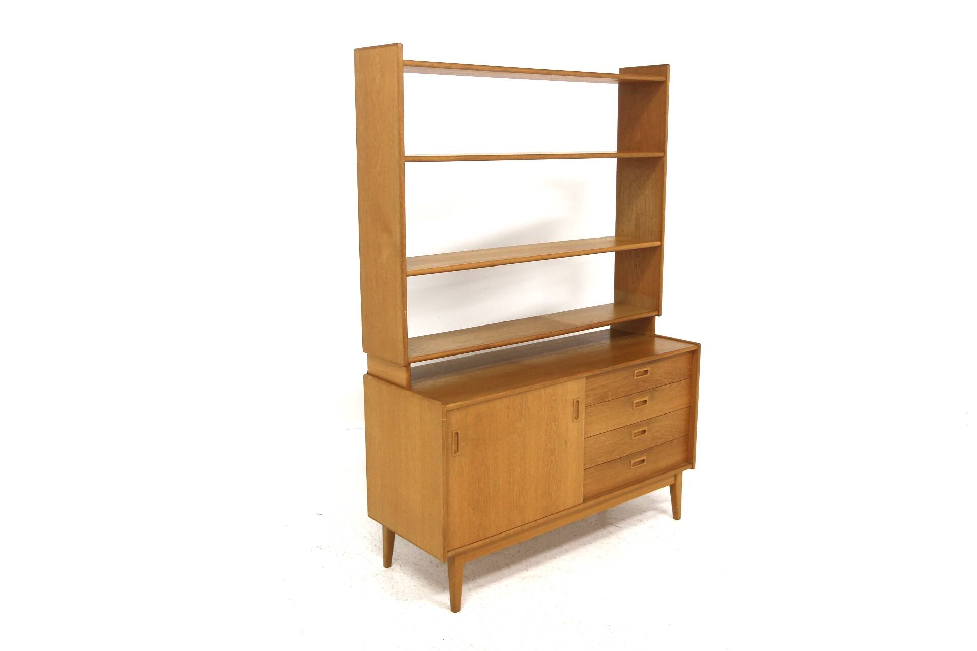 Scandinavian oak chest of drawers-bookcase, Sweden, 1960
