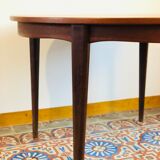 Table à manger ronde scandinave en teck avec rallonges