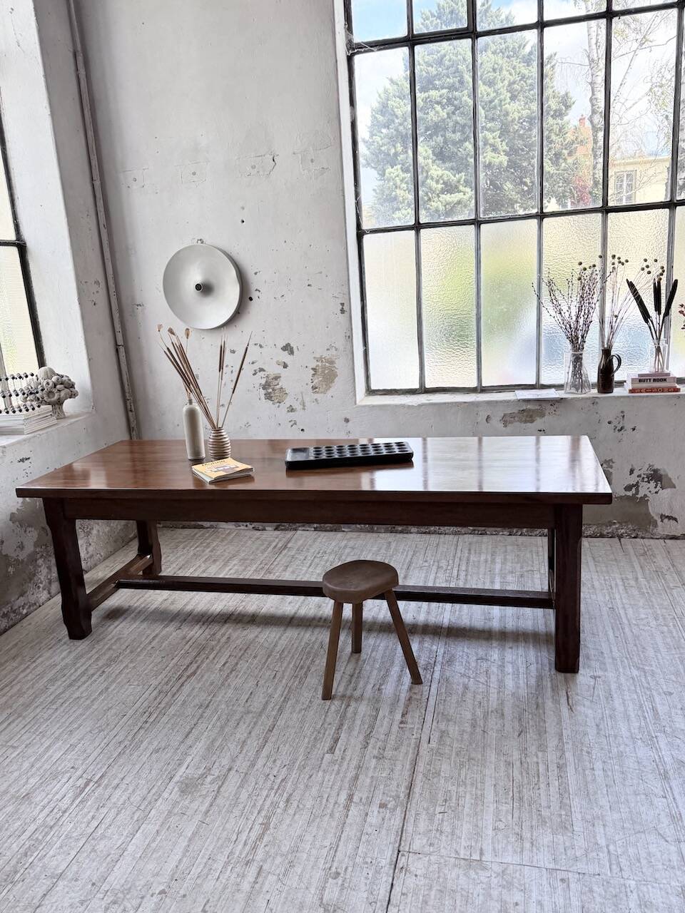 Table de ferme campagne noyer massif XL 250cm