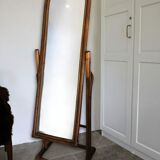 Vintage rattan full-length mirror, 1960s-70s.