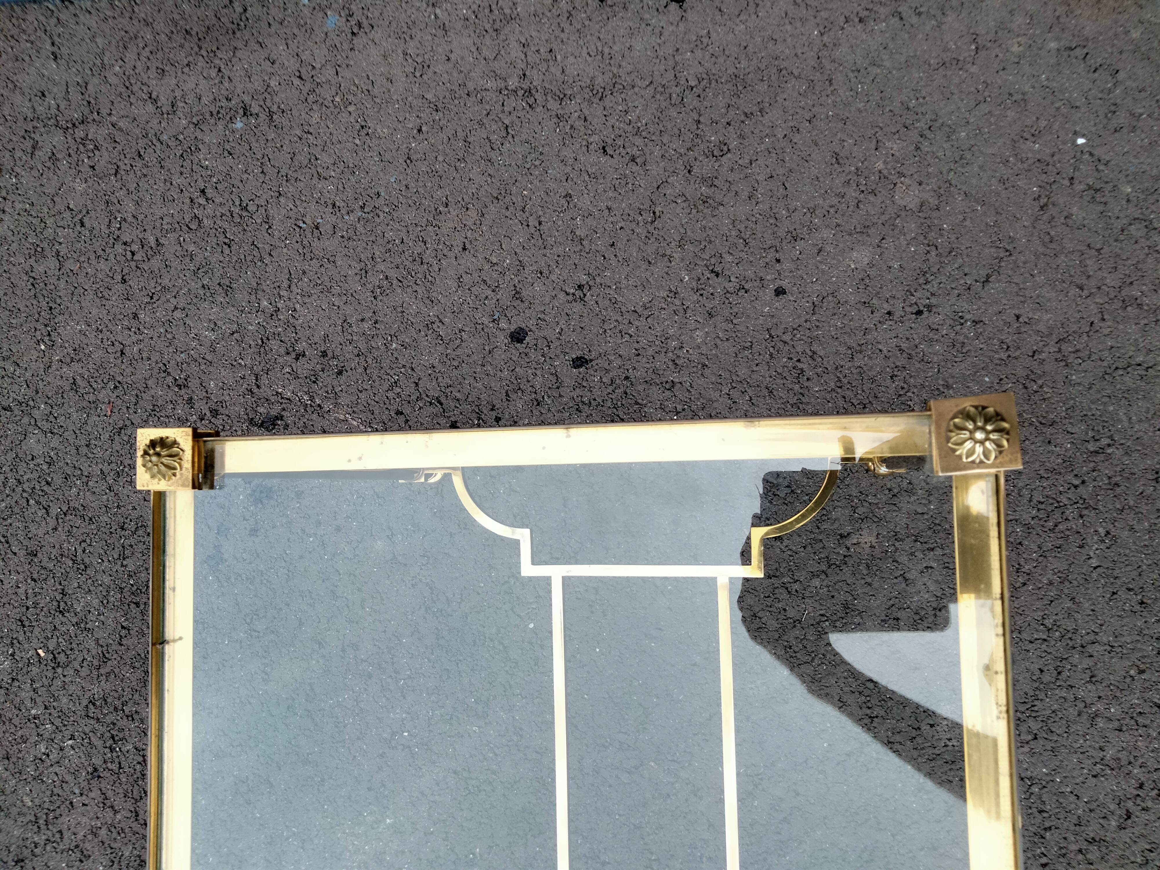 Old coffee table side metal gilded top glass style Louis XVl