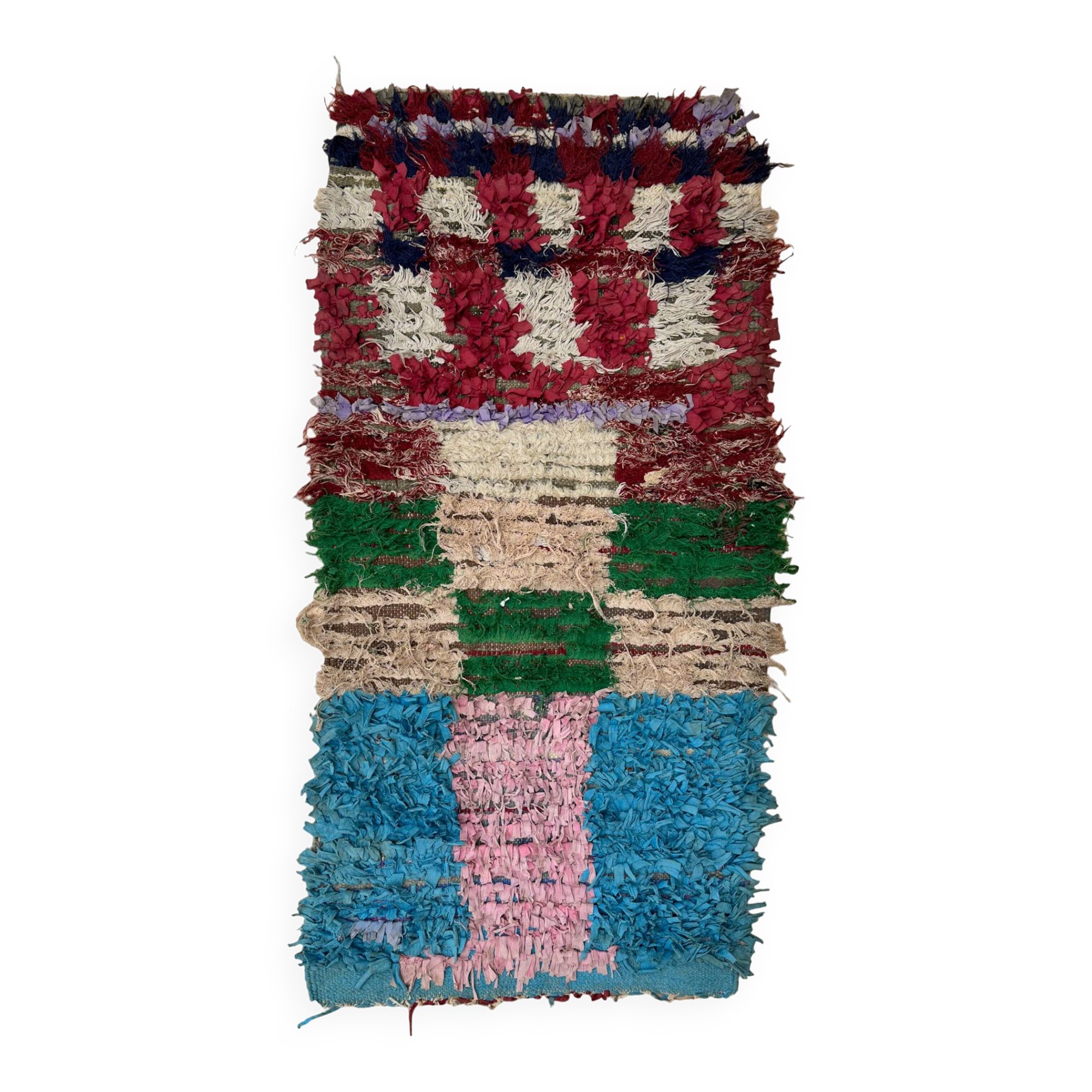 Colorful Boucherouite Moroccan rug - 80 x 170 cm