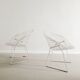 Vintage Mid Century White Metal Diamond Chairs by Harry Bertoia, 1950s