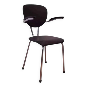 Tubax chair from the 50s, chrome and black imitation leather