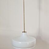 Rare Midcentury Brass and Milk Glass Pendant Kamenicky Senov, 1970s