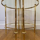 Table basse tripartite en laiton et verre