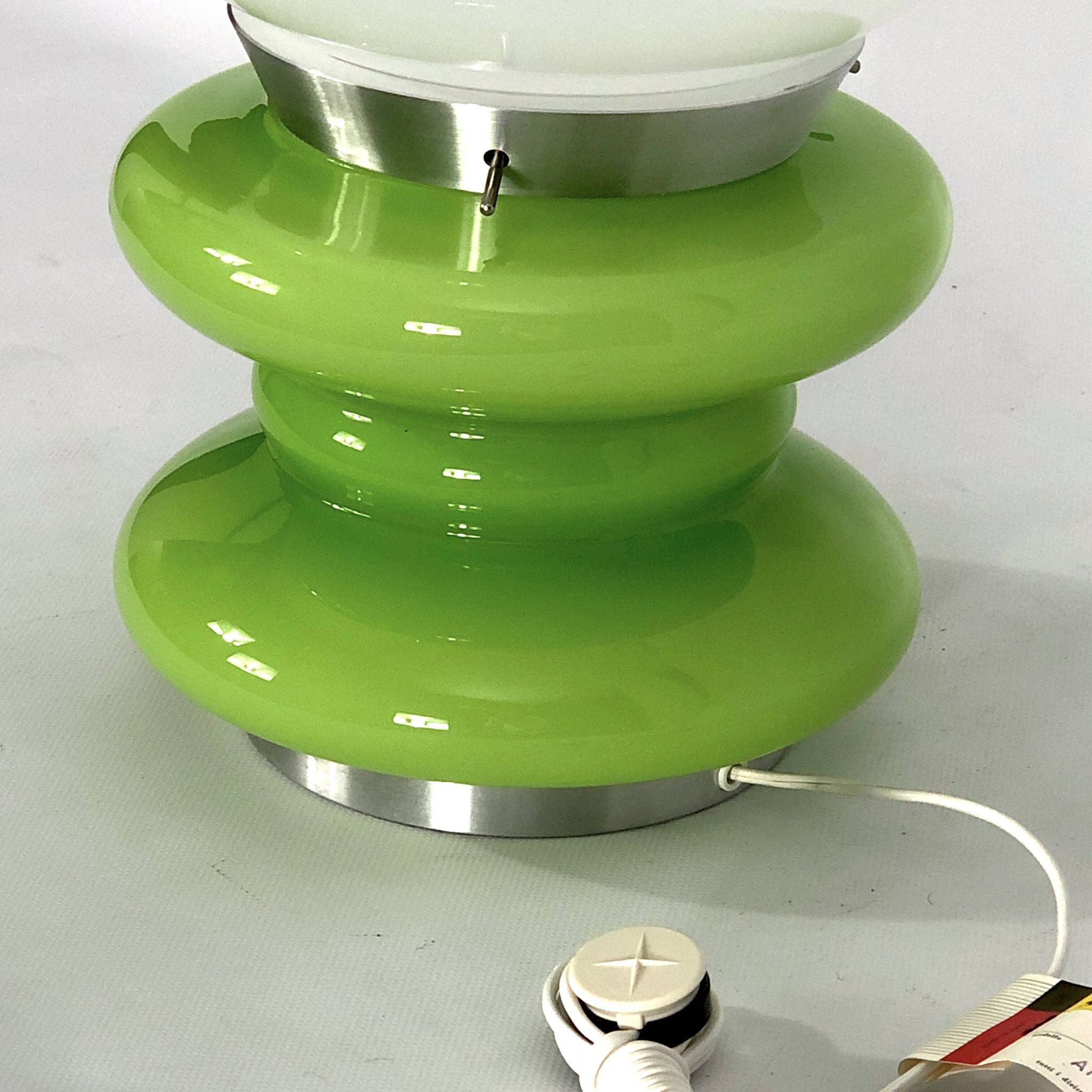 Stilux Milano, large green murano glass table lamp from 60s