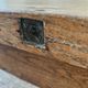XXL coffee table in solid raw elm wood with 2 drawers, rustic antique.