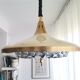 1960s mid century cream metal and crystal pull down large hanging lamp