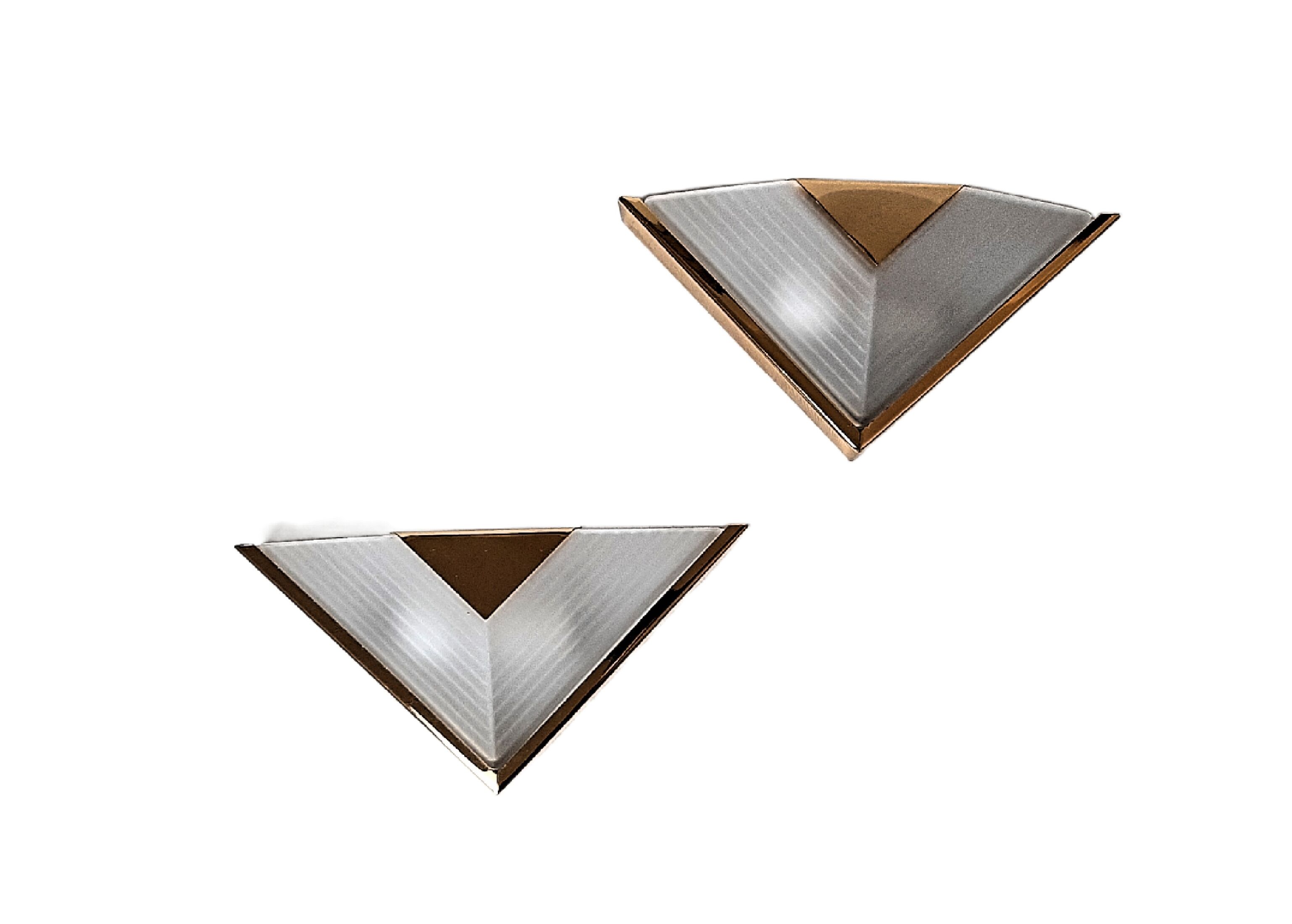 Pair of wall lamps mid century modern french 1970s vintage