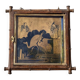 Gold square barber mirror with Japan Napoleon III print