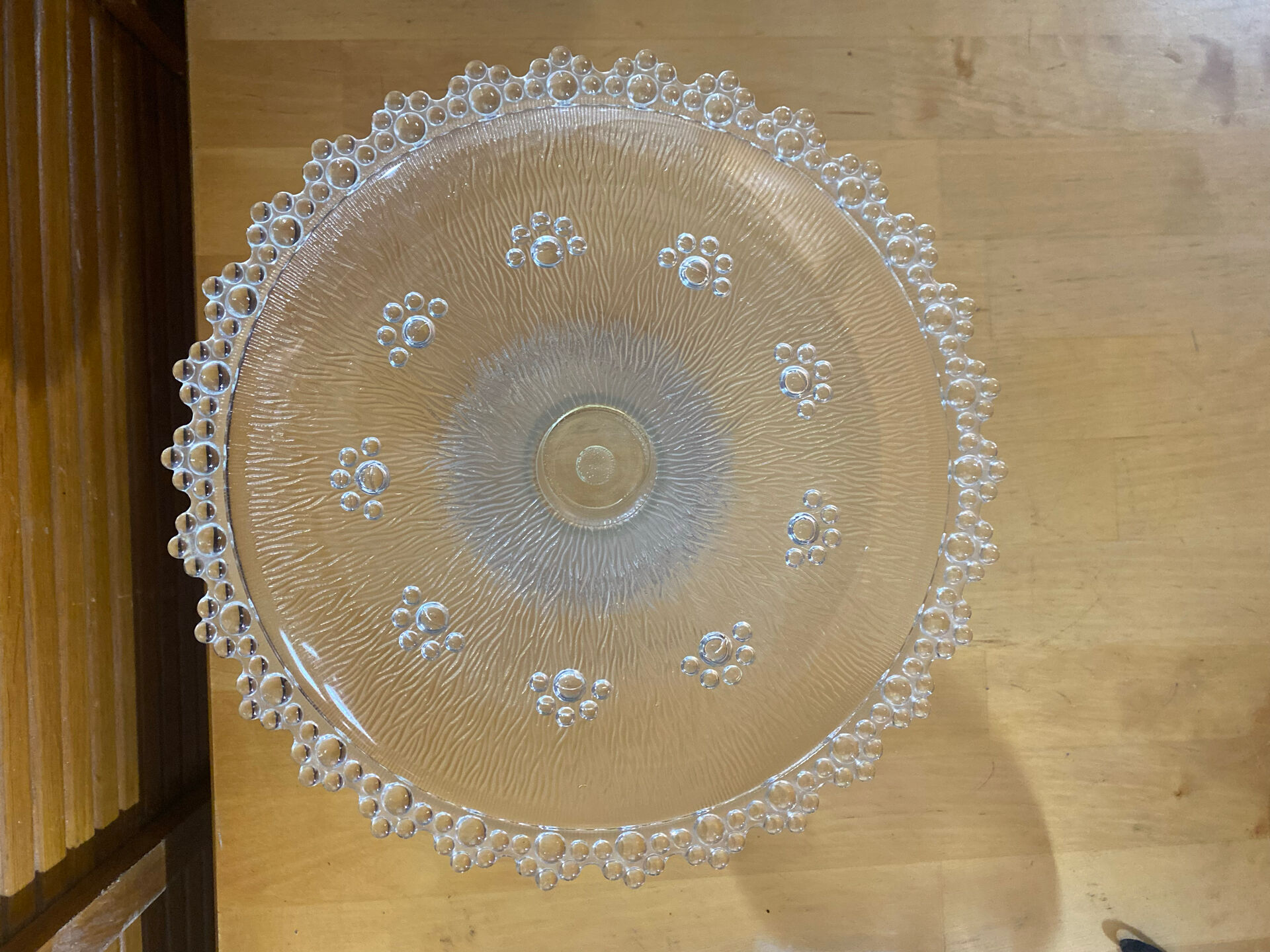 Masserini barocco cake dish cut glass moulded bead row vintage