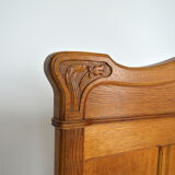 Art Nouveau twin beds in carved solid oak, France, circa 1910