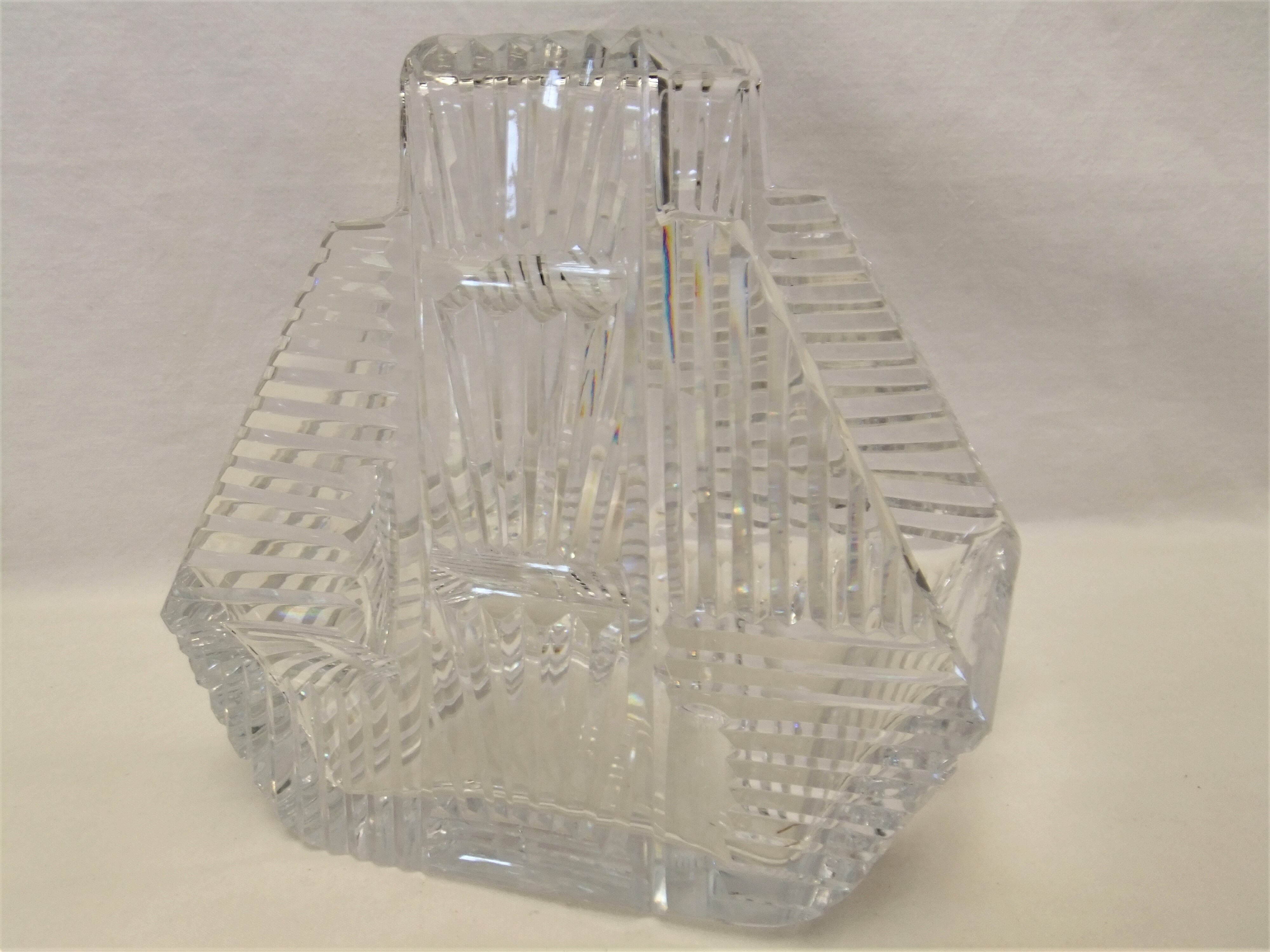 Bohemian crystal stamp Prague basket centerpiece art deco flower