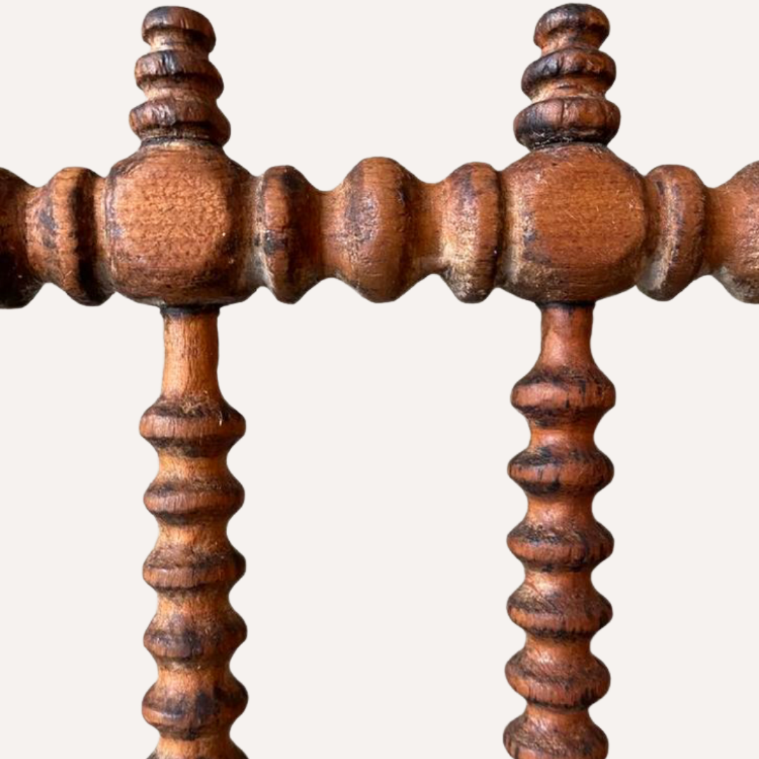 French bobbin chair with leather seat, ca 1850-1860