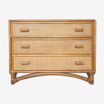 Bamboo and rattan chest of drawers