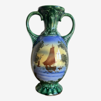 Vase Gustave bihl Czechoslovakia with 2 art nouveau handles