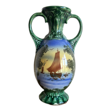 Gustave Bihl Czechoslovakia vase with 2 Art Nouveau handles