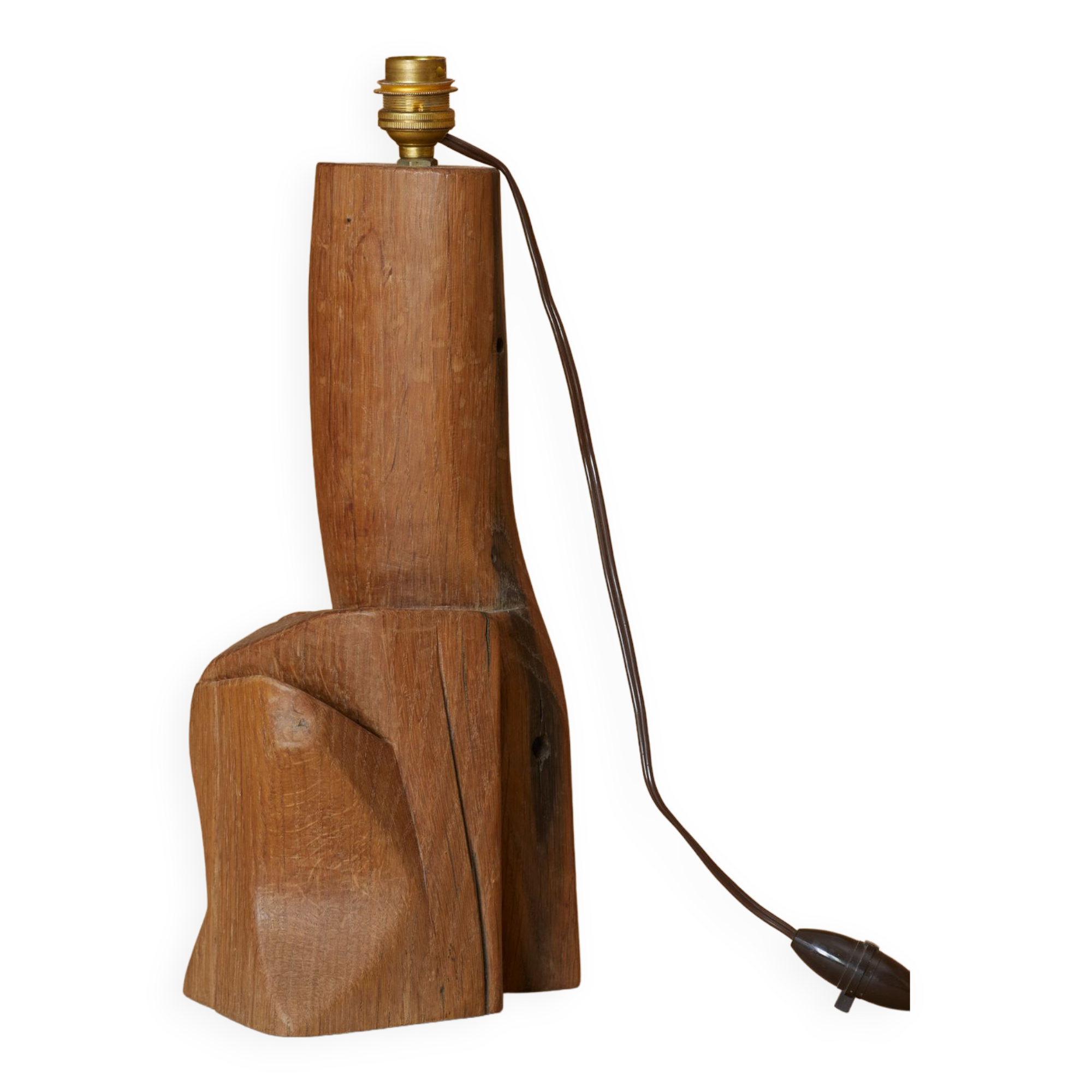 Sculptural lamp in solid wood circa 1960
