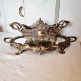 French Art Nouveau planter and "above all" in silver-plated metal and mirror dating from 1900 or earlier