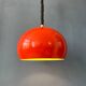 Large vintage red metal pendant light in Space Age style