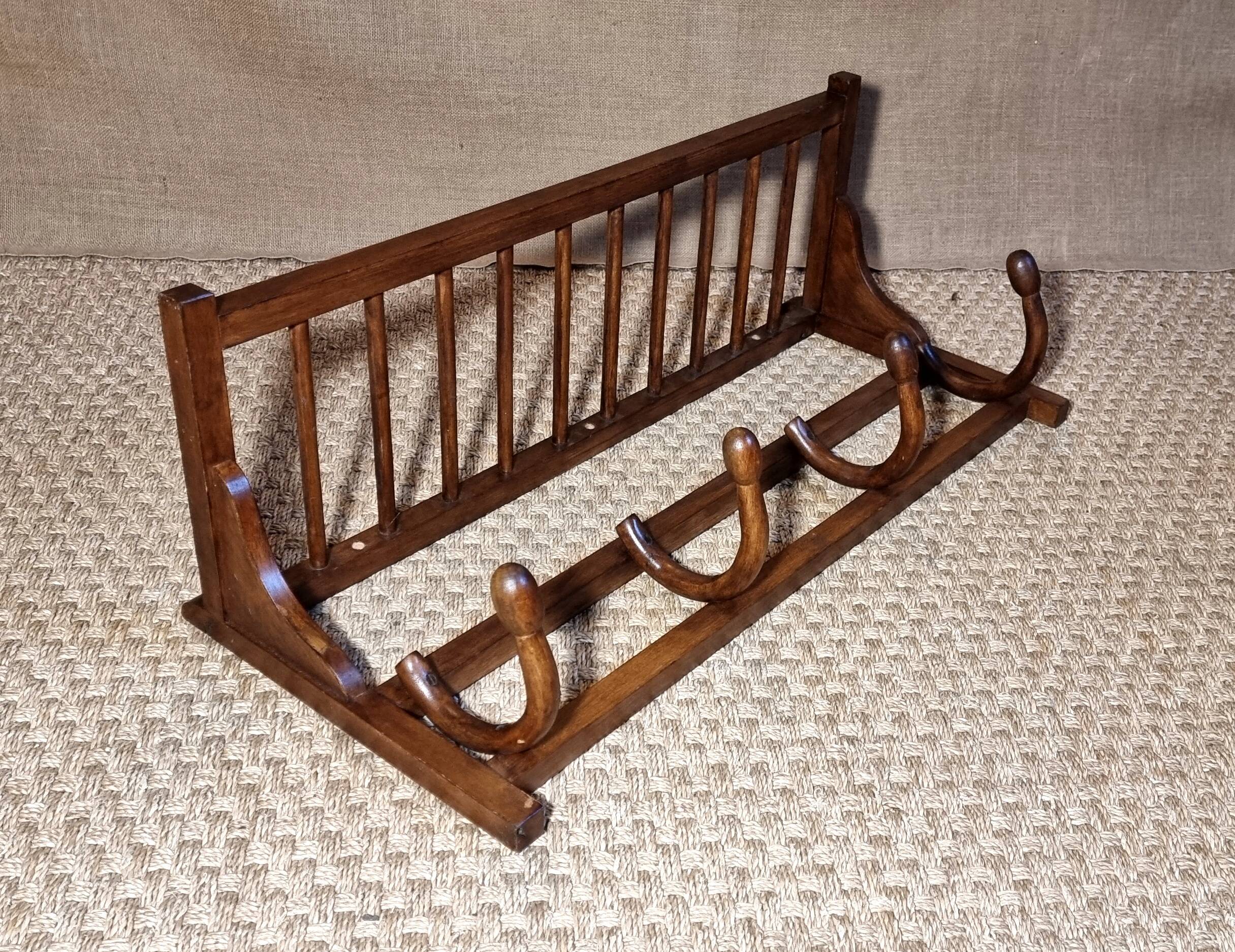 Curved wooden bistro coat rack from the 1930s