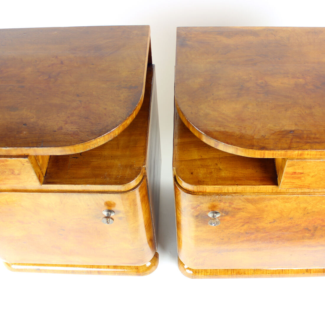 Art Deco Bedside Tables In Wood, Czechoslovakia 1940s