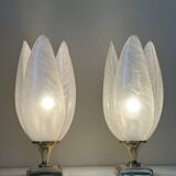 Paire de lampes nacrée style rougier design années 70