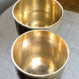 Calices, verre à pied en laiton gravés