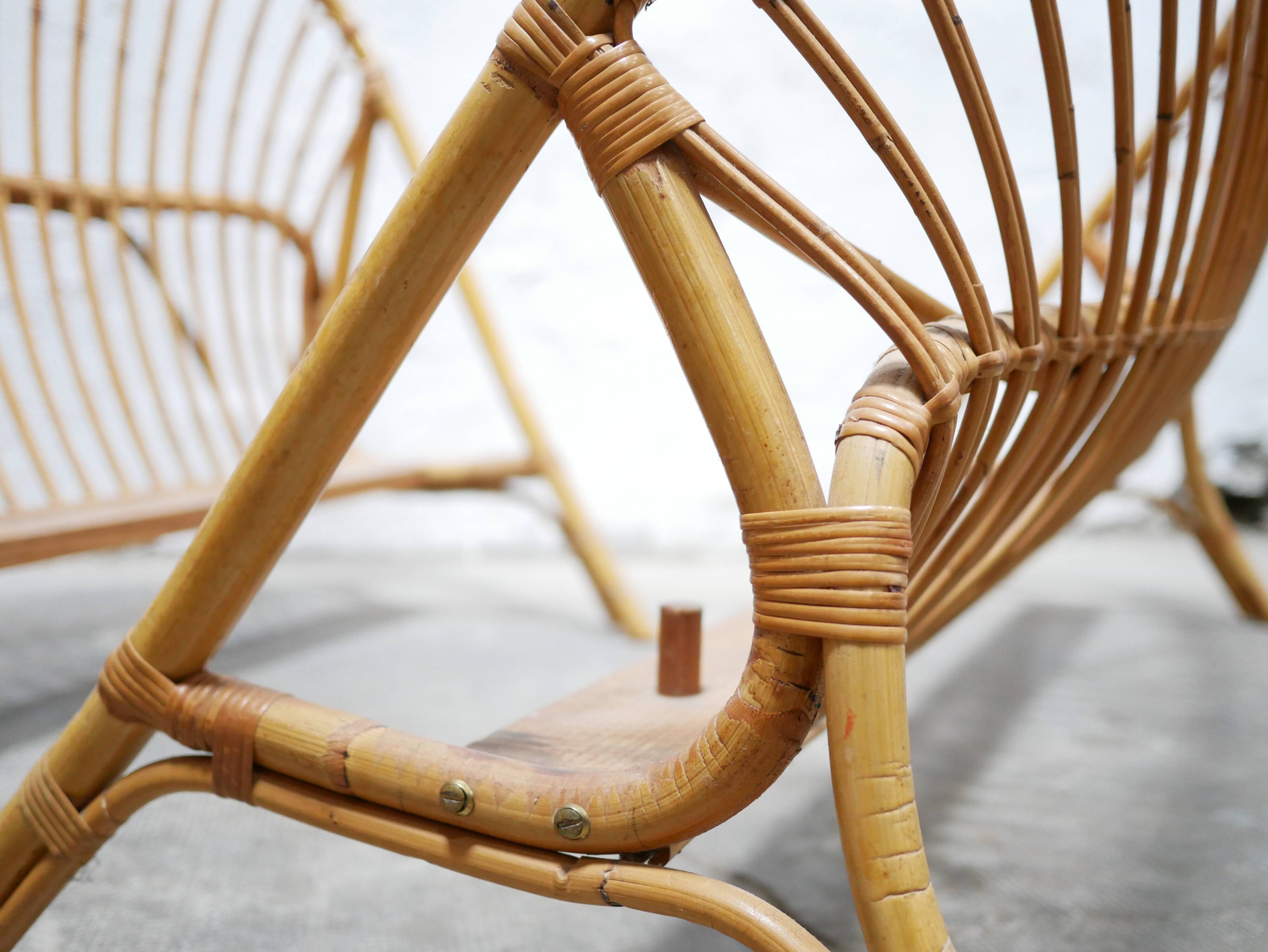Vintage rattan basket bed 190cm x 120cm