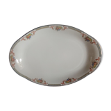 Serving dish in limoges porcelain flower baskets, fruits - early 20th