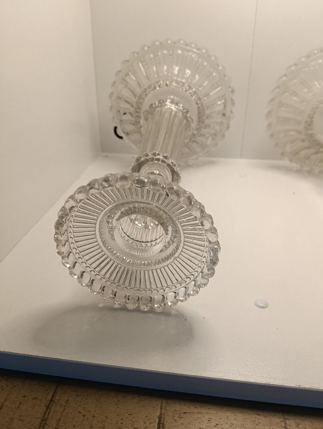 Pair of vintage glass candlesticks