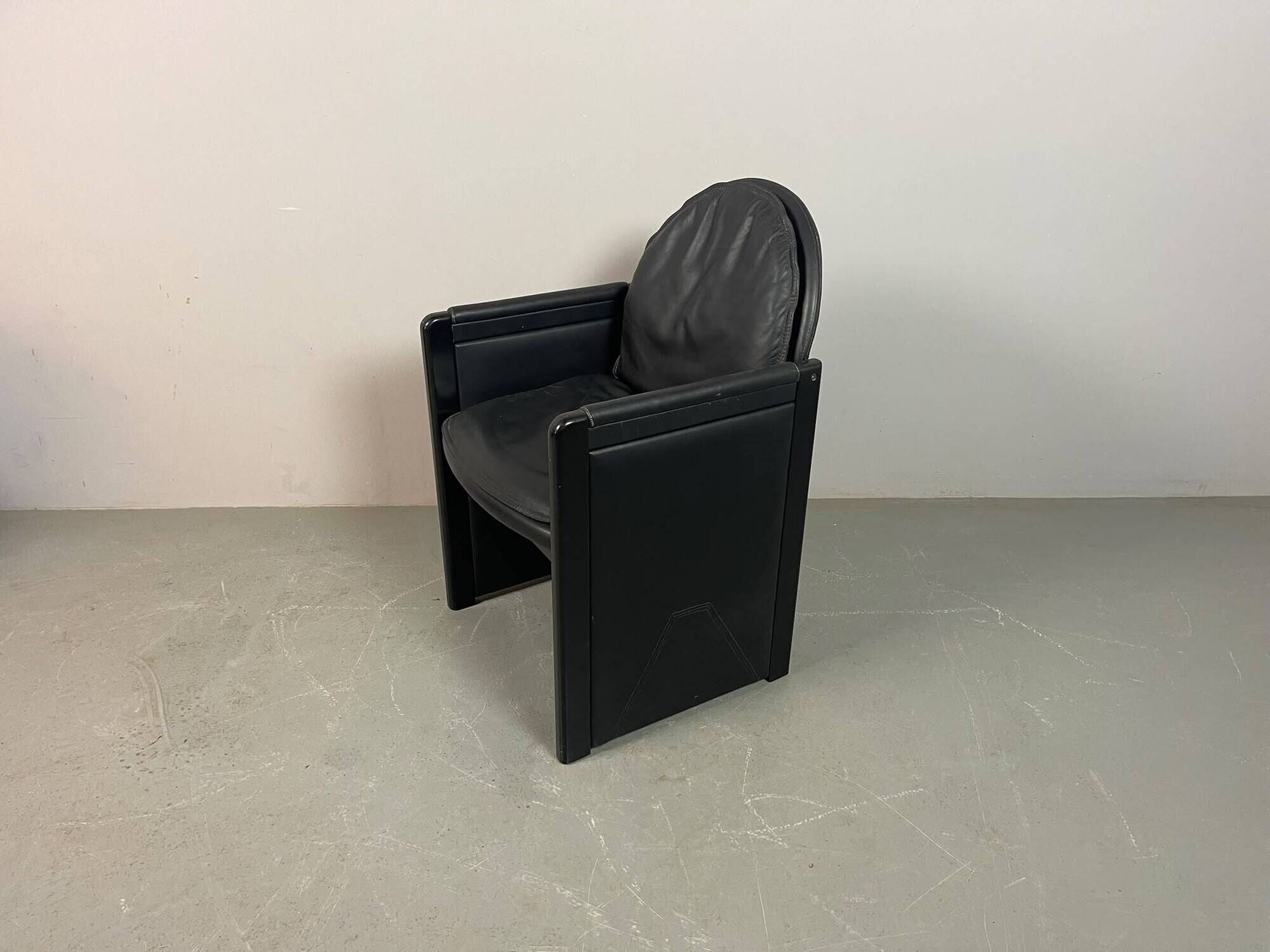 Mid-Century Bulo Belgium Armchair in Black Leather – Postmodern / Memphis