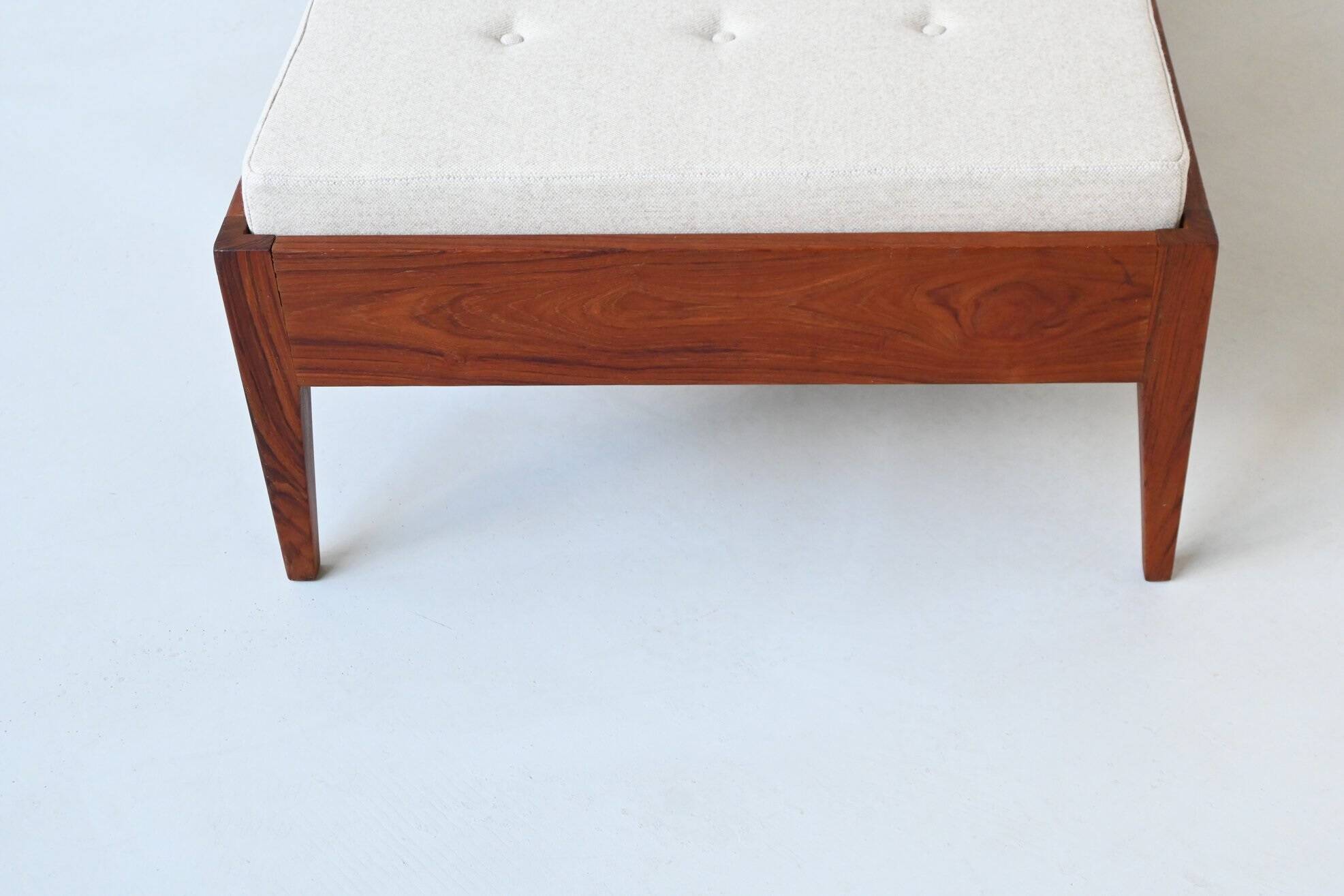 Scandinavian daybed in teak, wool and leather Denmark 1960